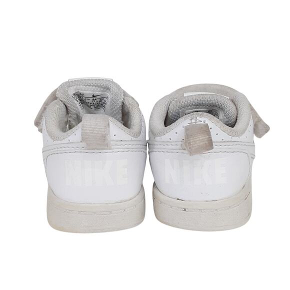 Nike Court Borough Low Top White Leather Sneaker Hook Loop Toddler 3 Basketball - Picture 5 of 8